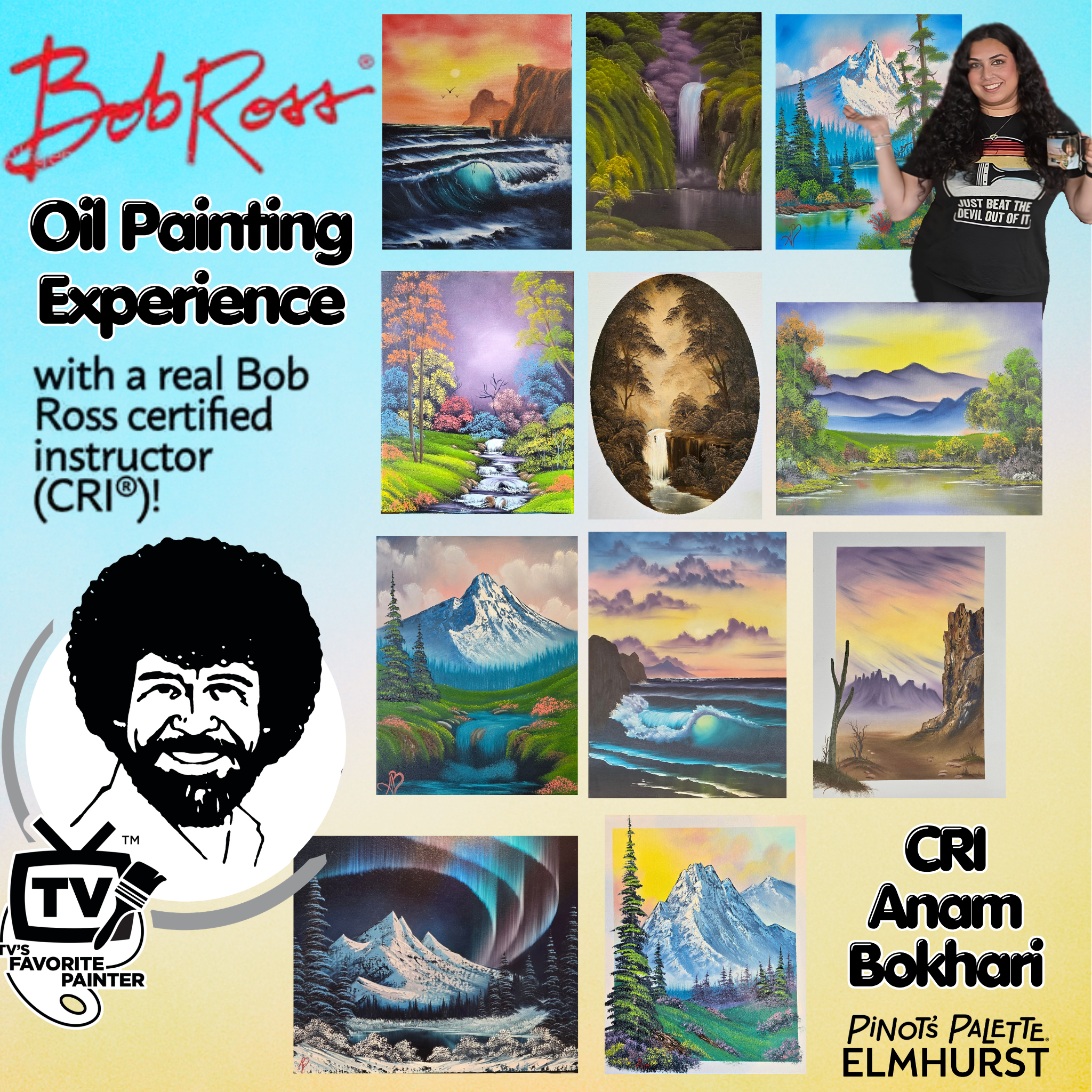 Bob Ross Oil Painting - with Certified Ross Instructor Anam Bokhari